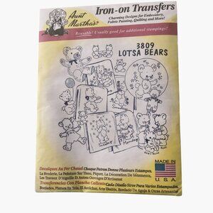 Aunt Marthas Iron On Transfers 3809 Lotsa Bears Embroidery Fabric Painting Quilt